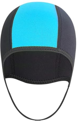 Badmössa med rem – 28 cm dykmössa i neopren för män kvinnor | UV-skydd öronskydd surfing snorkelkeps | Justerbar hakrem simhuvudbonad för vuxna | Strandvattensporttillbehör