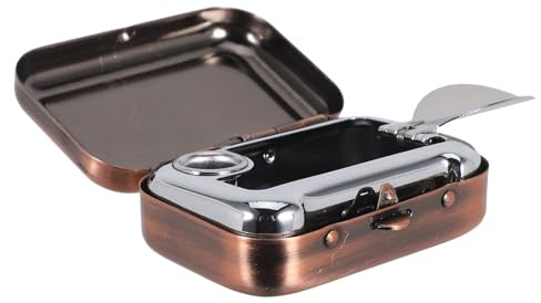 HOODANCOS Cenicero Portátil Metálico con Tapa Diseño Rectangular Compacto para Oficina Coche y Exteriores Accesorio Resistente y Prueba de Viento