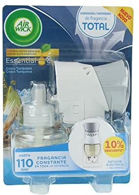 Air Wick Eléctrico Aparato y Recambio de ambientador automático eléctrico, con Aroma a Oasis Turquesa - 1 Aparato + 1 Recambio, El Embalaje Puede Variar