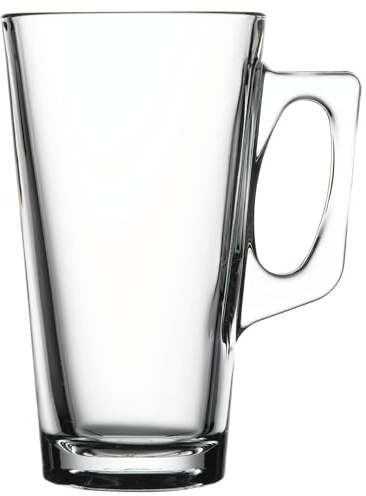 Pasabahce 55249 – Teeglas mit Henkel Vela 385 ml für Tee, Latte Macchiato, Irish Coffee, Punsch, Glühwein, Heiße Schokolade, 6er Set