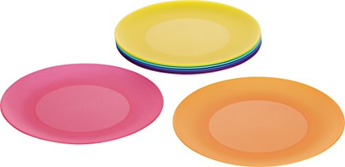 Kigima Flache Teller Regenbogen Mehrweg Durchmesser Dm: 25Cm (8 Stk) Mehrfarbig