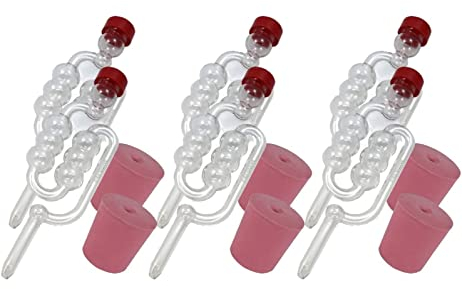 6 x Fermentation Airlocks & Bored Rubber Bungs for Glass Demijohns for Making Wine, Beer, Cider and Mead from Almost Off Grid