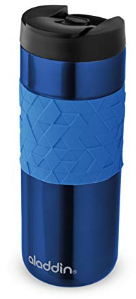 Aladdin Easy-Grip Leak-Lock™ Edelstahl-Thermobecher, 0.47 Liter, Blau, 100% Auslaufsicher und Verriegelbar, Doppelwandig Vakuumisoliert, Kaffeebecher to-go /Isolierbecher