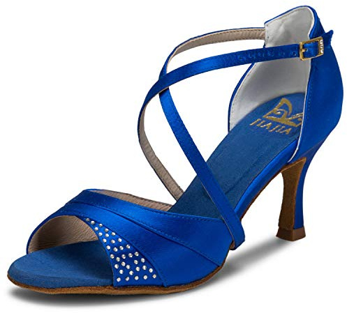 JIAJIA 20522 Latin Women's Sandals 2.95'' Flared Heel Super Satin Dance Shoes