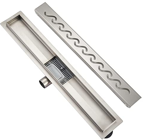 Plumbsys Linear Shower Drain L60cm,Stainless Steel,S type floor drain complete set ，Shower Drain Siphon with Odor Stop and Hair Strainer …