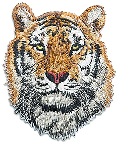 Lorigun 2 stücke DIY Tiger aufbügeln Patch gestickte Applikationen Kleidung Patches Kleidung nähen Stickerei prozess