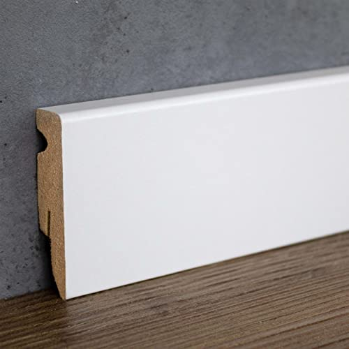 PROVISTON | Sockelleiste | Eckiges Profil | 15 x 58 x 2400 mm | MDF foliert | Weiß | Klassische Fußleiste | 24 Meter
