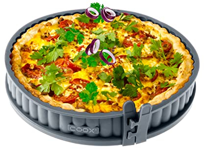 coox Quicheform mit Porzellanboden ⌀ 26 cm in Grau, backen und direkt auf der Porzellanplatte servieren und schneiden, kein Umsetzen nötig
