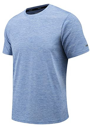 EKLENTSON Men's Athletic Sports Top Soft Breathable Activewear T Shirts Short Sleeve Cycling Shirt Light Blue,L
