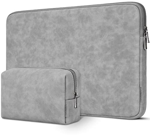 DOMISO 15.6 inch Water-Resistant Laptop Sleeve Carrying Case with Accessory Bag for Lenovo Yoga 720 IdeaPad S510 320 ThinkPad T570 E575/Dell XPS 15/HP Envy Pavilion/15.6 Notebooks,Grey