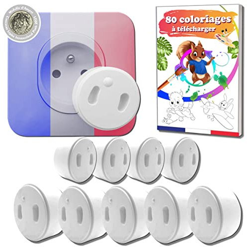 [PACK x10] Cache Prise Bébé Amovible [ Sans Clef Ni Adhésif ] - Made In France - BEBEALIS Invention 100% Française Révolutionnaire - Kit De Sécurité Pour Protection de Prise De Courant Électrique