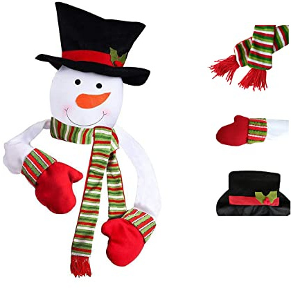 FIBOUND Haut De l'arbre De Noël, Décoration d'arbre De Noël,Dessus De Sapin De Noël,Pointe De Sapin De Noël,Chapeau Bonhomme De Neige,Décorations Fête pour Noël Costume Party Vacances Ou Noël Maison