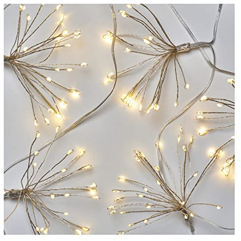 EMOS Cadena de luces LED de color blanco cálido para interiores, fuegos artificiales de 2,35 m de largo, cadena de luces nano, función de temporizador de 6 horas, fuente de alimentación y