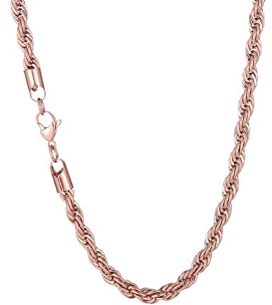 HIJONES Stainless Steel Rope Chain Necklace for Men Women Twist Rope Chain Solid Jewellery Hip Hop Rock Chain