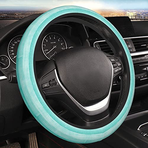 Lenkradbezug, universal, 38,1 cm (15 Zoll), für Auto, Innendekoration, Zubehör, kühles Mikrofaser-Leder, für Damen und Herren, Blaugrün