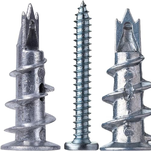 Rigipsdübel, Selbsterblockdauger Hohlraumdübel Metall mit Schrauben, GipskartondüBel Trockenbauanker aus Zink mit Schraubensatz zur Befestigung an Beton, Ziegeln, Gipskartonplatten (20pcs)