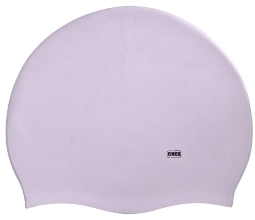 CHEX Stretchig silikon unisex kvinnor män en del simmössa badmössa vanlig fluo mörk pastellfärger en storlek vuxna 8+ år lätt dra på badmössa (Lilac)