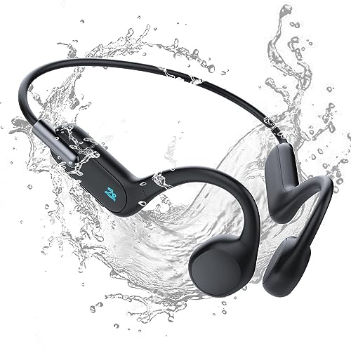 HIFI WALKER Swimming Headphones, Bone Conduction Headphones Bluetooth 5.3, Waterproof MP3 Headphones with 32G Memory, Wireless Open Ear Sport Earphones for Swimming, Running, Cycling, Driving