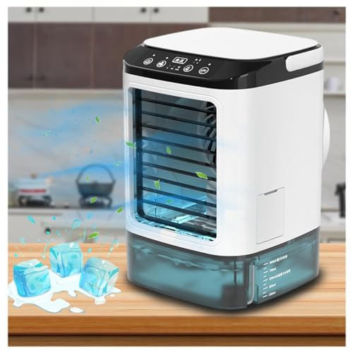 BesBet Air Coolers, 900ml Water Tank,with Ice Box,3 Wind Speeds Air Conditionner 3 Wind Speeds,Cooling Mist,7 LED Lights Silent Air Conditioners for Home for Home Office