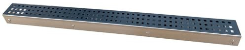 Entwässerungsrinne Edelstahl 1 Meter, Rost Anthrazit Quadratlochung, Bauhöhe 60 bis 80mm höhenverstellbar