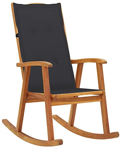 Chaduof Schaukelstuhl mit Auflagen, Sessel Wohnzimmer, Schaukelsessel, Schwingsessel, Stillsessel, Ohrensessel, Tv Sessel, Rocking Chair, Relaxsessel, Massivholz Akazie