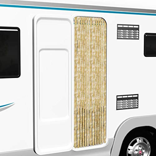 LAPOOH Insektenschutz-Vorhang, Fliegenvorhang, Fliegenschutz Tür, Balkontür Fliegengitter, Fiegengittertür, Beige 120x220 cm Chenille