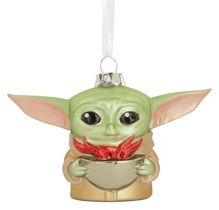Hallmark Grogu Glass Ornament, Star Wars Tree Decoration, The Mandalorian, Glass Hanging Ornament, Christmas Hanging Ornament, Gifts for Christmas