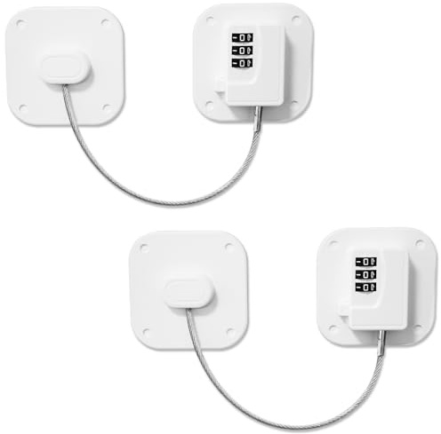 2Pcs Square Digital Password Refrigerator Lock, Child Safety Window Lock Cabinet Lock, Adhesive Safety Kids Lock Suitable Freezer Door File Drawer Cabinet Cupboard Windows (White)