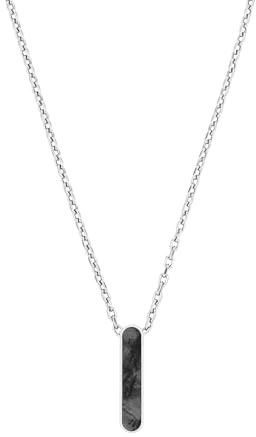 s.Oliver Kette mit Anhänger Edelstahl Herren Halsschmuck, mit Jaspis, 55+5 cm, Grau, Kommt in Schmuck Geschenk Box, 2038866