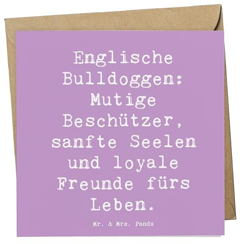Mr. & Mrs. Panda Einladungskarte Spruch Englische Bulldogge - Geschenk, Bulldoggen, optimale Erziehung, Hunderassen Vielfalt, Hund, idealer Freund, Glückwunschkarte, Hunderasse, Klappkarte, Grußkarte