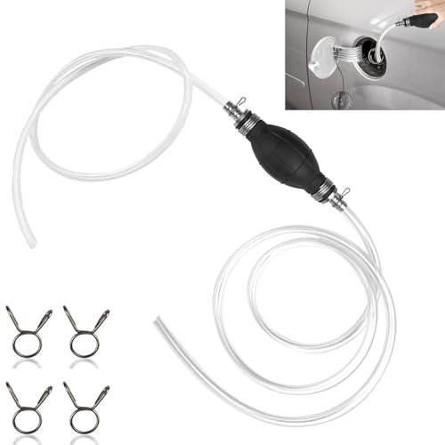Scettar 2 Bomba de Sifón Manual de Combustible, Bomba Manual de Combustible con Bomba de Sifón con Mangueras y Abrazaderas, Bomba Transferencia Universal para Automóviles, Barco, Cortadora De CéSped