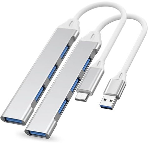 Hub 4 in 1 Confezione con 2 hub USB, Connettori USB-A e Tipo C. Adattatore USB Multiple Mini Hub per PC, Laptop, MacBook Windows, Switch, Chromecast, Xiaomi, Redmi, Android, Galaxy