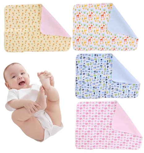 Baby-Wickelunterlage 4 Stück 50, 8 x 71, 1 cm wasserdicht atmungsaktive Wickelunterlage aus Baumwolle waschbare und wiederverwendbare für zu Hause
