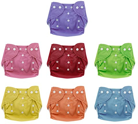 7 Stück Babywindeln,wiederverwendbare Stoffwindeln für Neugeborene,waschbare Windelüberzüge,verstellbare Babywindeln, Trainingshose aus gestricktem Netzgewebe für die meisten Babys (7)