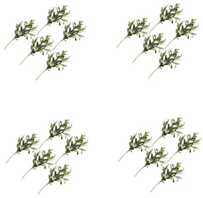MAGICLULU 4 Ensembles Rameau D'olivier Artificiel Fruit Partir Bifurquer Simulé Simuler Sombre Branches Séché Réaliste Petit Faire La Fête Décoration Faux Verdure Vert Plastique 5 Pièces * 4