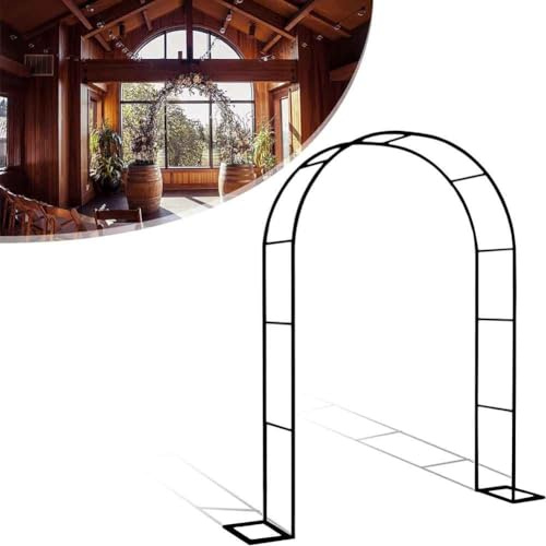 Arco de jardín de metal grande para plantas trepadoras, pérgola de hierro resistente a la intemperie, enrejado fuerte de rosas en blanco, negro y verde, decoración de jardín de 3 x 2,2 m de alto