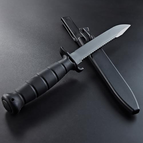 A-Parts Tactical Rubber Knife Airsoft Knife Fun Cosplay Props Rubber Fake Knives with Scabbard/Sheath Color Black