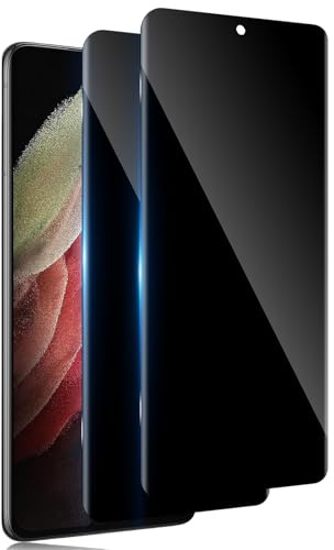 TuFun Schutzfolie für Samsung Galaxy S21 Ultra für Panzerglas Sichtschutz, [2 Stück] Privacy Displayschutz, 3D 9H Härte Sichtschutzfolie, Anti-Spähen, Blasenfreie Anti-Spy Schutzglas - Schwarz