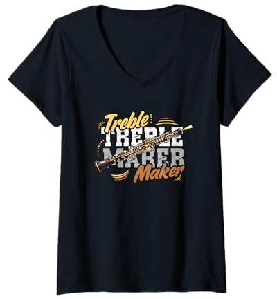 Femme Hautbois Musicien Treble Maker T-Shirt avec Col en V