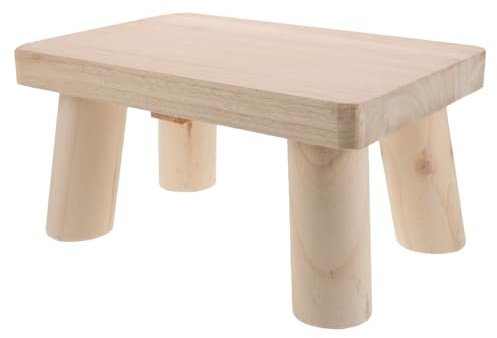 MAGICLULU Marchepied en Bois Vintage pour Adultes avec Surface Confortable et Design Rectangulaire, pour Petits Espaces et Salon, Couleur Beige Naturel