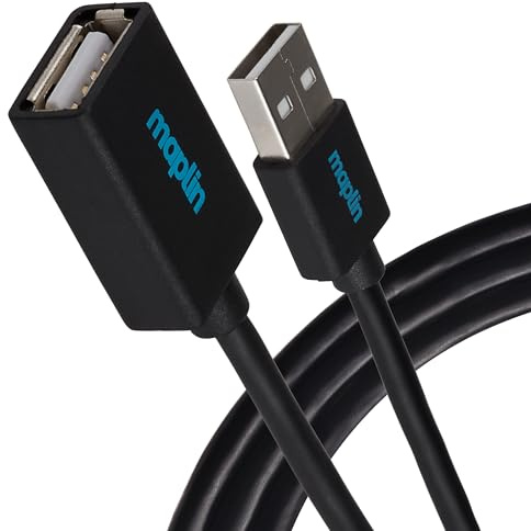 Maplin USB-A Male to USB-A Female Extension Cable 0.5m Black
