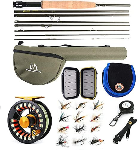 Maximumcatch Alltime Reiserute für Fliegenfischen 8 Teile 9ft Fliegenrute mit Cordura Rohr in 5/6/8 wt (9' 8wt Combo)