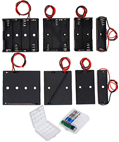 GTIWUNG 8PCS AA Support de Batterie, Noir Batterie Stockage Boite Coffre Support, AA Battery Holder Box Case, 1.,5V/2x1,5V/3x1,5V/4x1,5V, 2PCS Boîte à Piles en Plastique pour AA et AAA (Transparent)