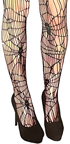 Brandsseller Halloween Damen Netz Strumpfhose Spinne Horror Accessoire Verkleidung Karneval Party Einheitsgröße Schwarz