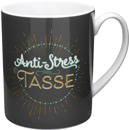 GRUSS & CO XL-Tasse Motiv Anti-Stress | Große Kaffeetasse aus Porzellan, Jumbotasse, 60 cl, Becher mit Spruch | Geschenk, Freund, Freundin | 47000