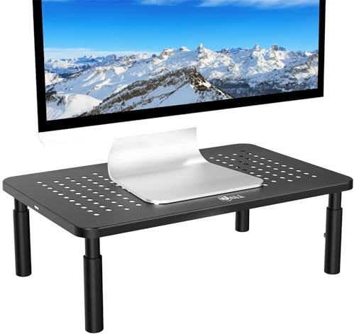 WALI Monitorständer 3 Höhenverstellbarer Monitor Erhöhung Schreibtisch Platzsparender Bildschirmerhöhung mit Belüftungsplattform für Computer, PC, Laptop, Drucker bis zu 20 kg(STT003) (1 Pack)
