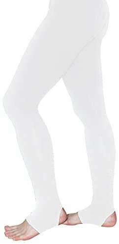 AceAcr Mens Boys Ballet Tights Knit Soft Gymnastic Dance Pants (Medium, White-Stirrup Tights)