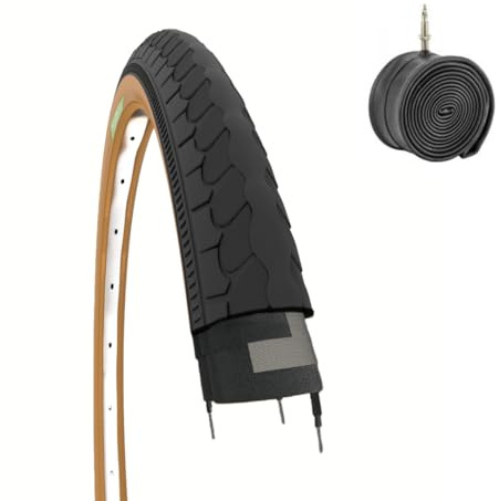 1 COPERTONE 26 X 1 3/8 (37-590) + CAMERA PNEUMATICO NERO PARA GOMMA X BICI DA PASSEGGIO CITY BIKE STRADALE ADULTO