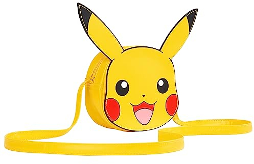 Pokémon Bolso Niña Cruzado Pikachu 3D Bolso Bandolera Niña Bolsito Interactivo Niña con Correa Hombro Cremallera, Merchandising Oficial, Regalos Cumpleaños Niñas y Adolescentes