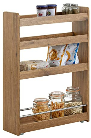 SoBuy Carrello Slim per Cucina e Bagno con 4 Ruote Scaffale Salvaspazio a 4 Ripiani con Aste Antiscivolo Unità di Stoccaggio per Cucina, Bagno, Forniture per Bellezza o Artigianato 60x18x82cm NSR01-PF